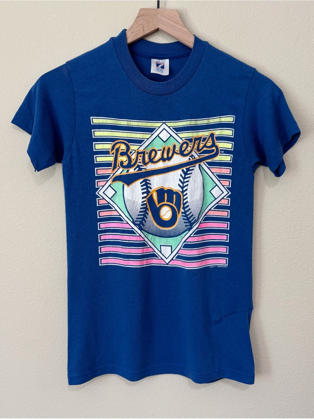 Vintage Logo 7 Brewers Tee Size L (14-16) Kids